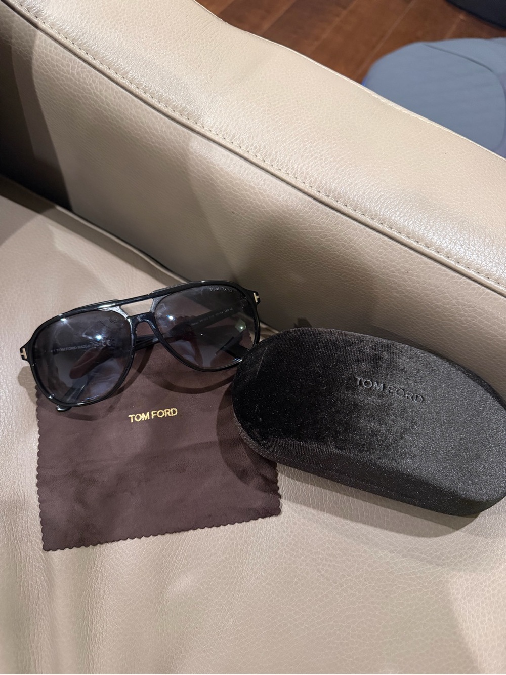 Tom Ford Black Aviator Sunglasses with Dark Lenses
